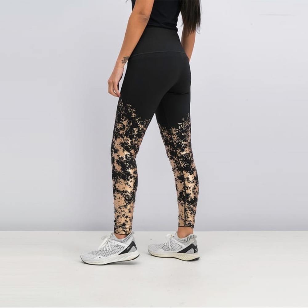 Puma Black and Gold Patterned Leggings - size M